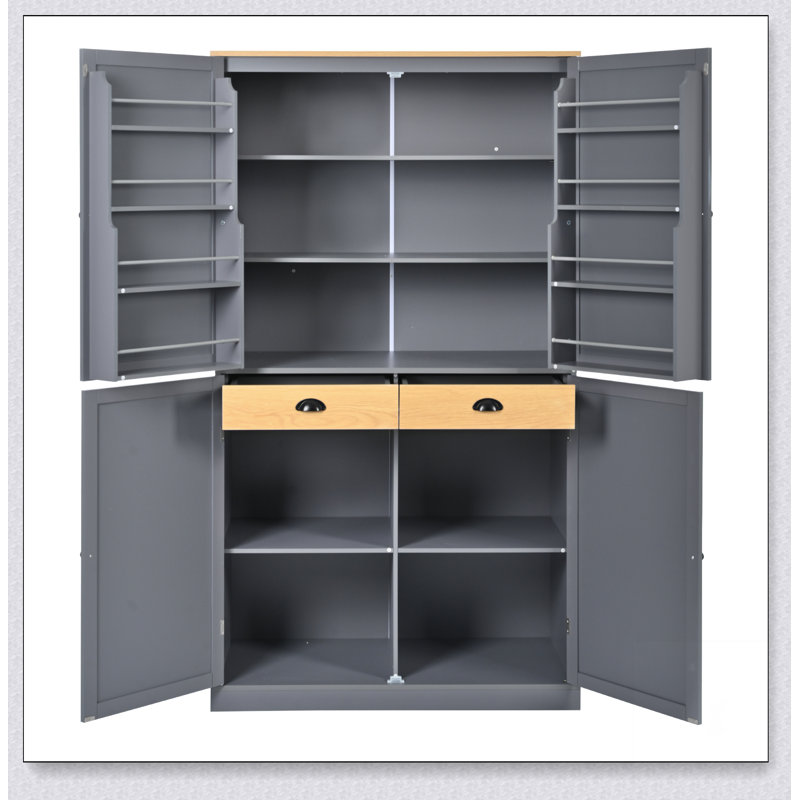 Grande armoire de rangement autoportante 40,2 x 20 x 71,3 pouces avec 2 tiroirs, Gris