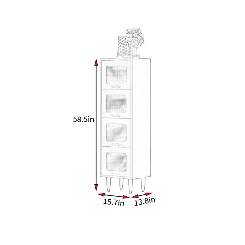 Carolyne, (4 tablettes) H 58,5 po x l 15,7 po x P 13,8 po