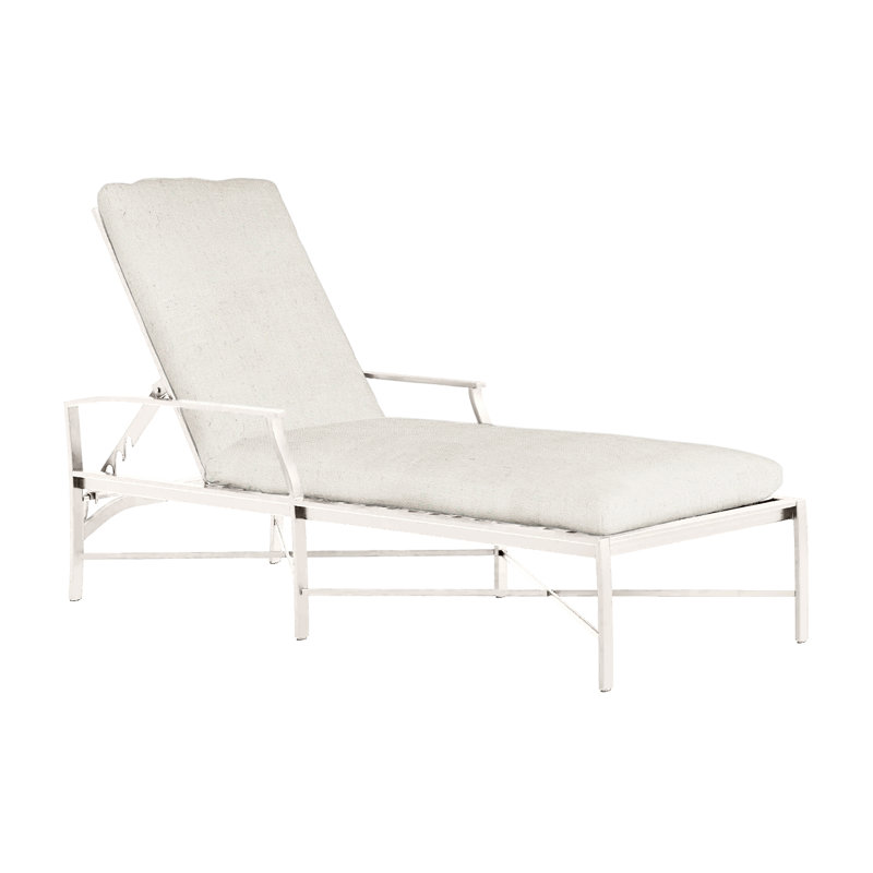 Monaco 76" Long Reclining Single Chaise with Cushions, No Welt, Natural White, Slate Gray