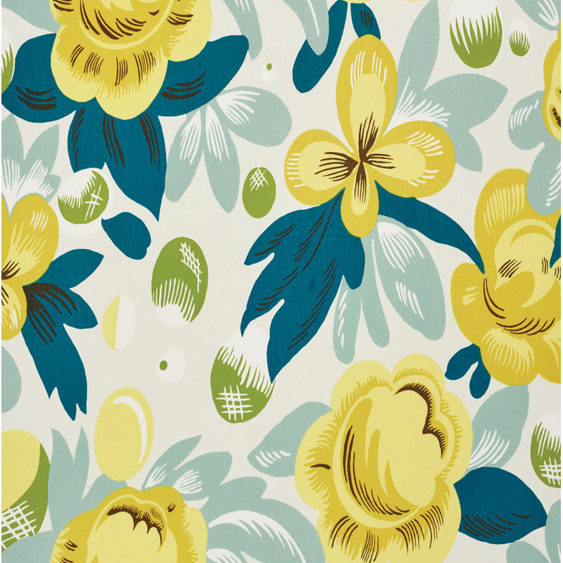 Juin Fabric, Citron/ Peacock