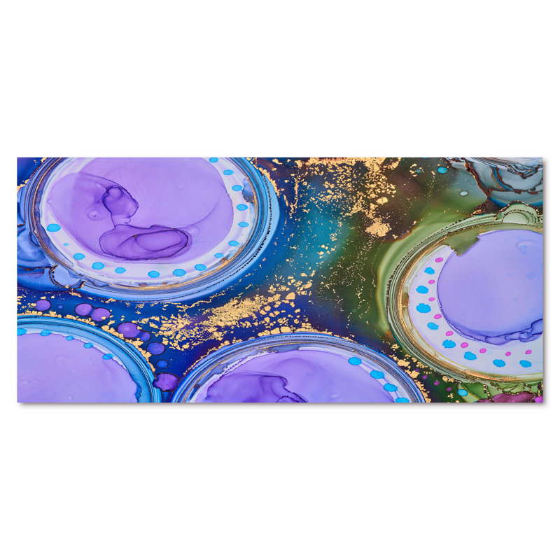 «Mauve et or», reproduction d'art sur toile, H 28 po x l 60 po, Toile tendue