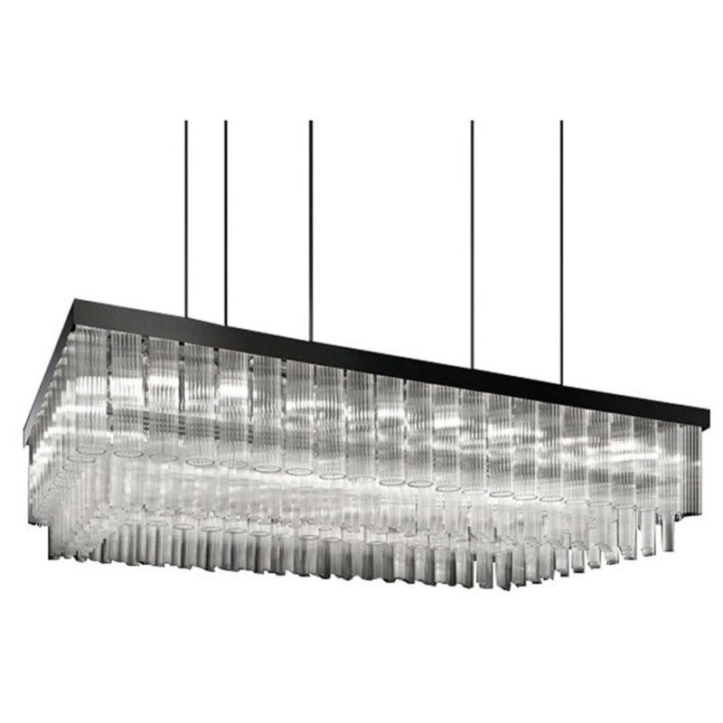 Lustre tambour contemporain Flamand, Transparent, Bronze mat, 20” Length x 15” Width x 15” Height