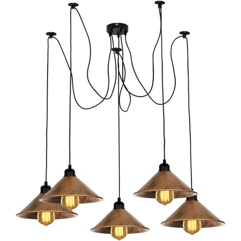 5 - Light Brushed Copper Cone Pendant, No