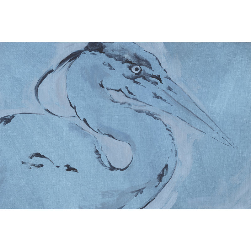 James River Heron I - Painting, 81 cm H x 122 cm W, Black Floater Framed
