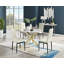 Tierra Modern Chrome Metal & Glass Round Dining Table Set with 4 Quilted Velvet Chairs-88388994-88389005-88389003