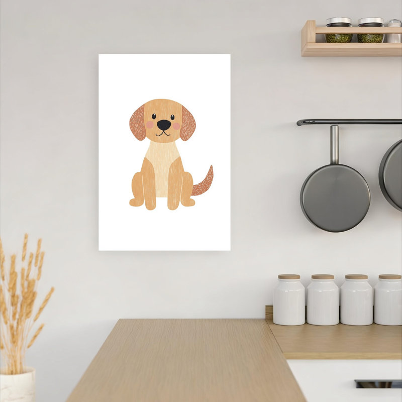 Mignon chiot doré, impression d'art mural contemporain, H 18 po x l 12 po