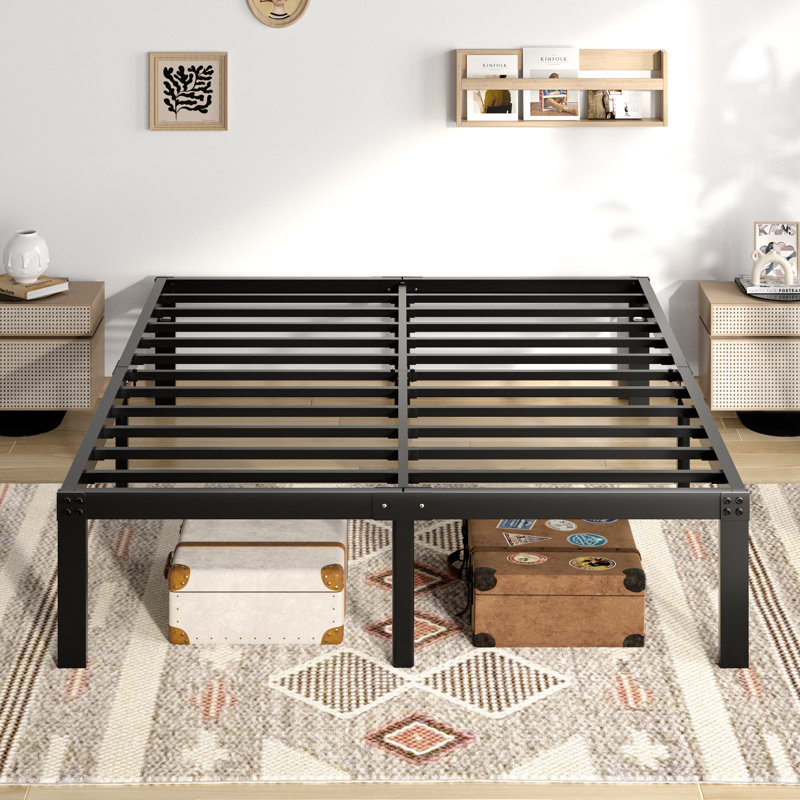 Twin Size Bed Frame, Metal Platform Bed Frame, Mattress Foundation with Underbed Storage, 3000 LBS Heavy Duty Steel Slats Support, Noise Free, No Box Spring Needed, Easy Assembly