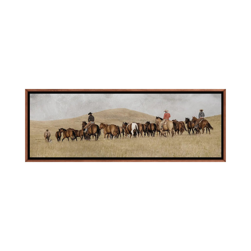 3 Girls Ropund Up by Rhonda Thompson - Floater Frame Panoramic Print on Canvas