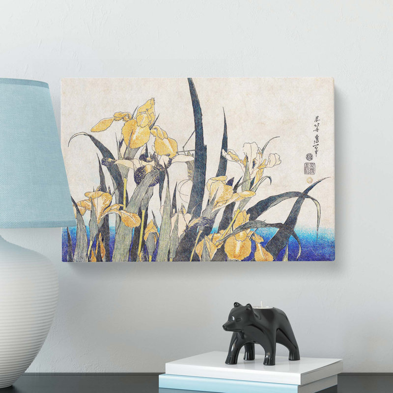 Grasshopper & Iris Flowers by Katsushika Hokusai - Wrapped Canvas Painting, 35cm H x 50cm W x 3cm D