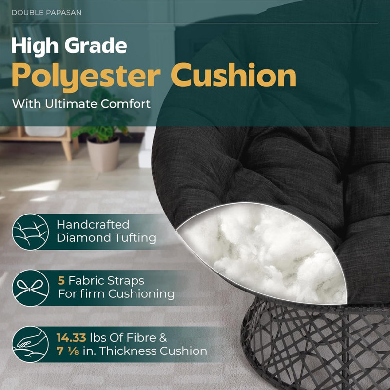 Fauteuil Papasan Ariyelle, Mélange de polyester noir