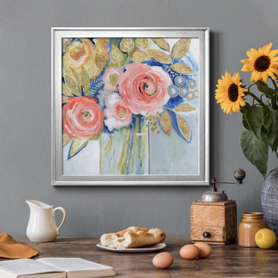 «Peach Metallic Bling», peinture sur toile encadrée