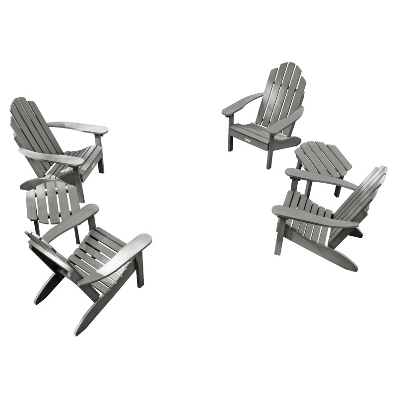 Anette Outdoor Adirondack Chair With Table, Coastal Teak