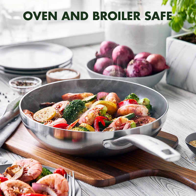 GreenPan Chatham Tri-Ply Stainless Steel Healthy Ceramic Nonstick 11" Wok