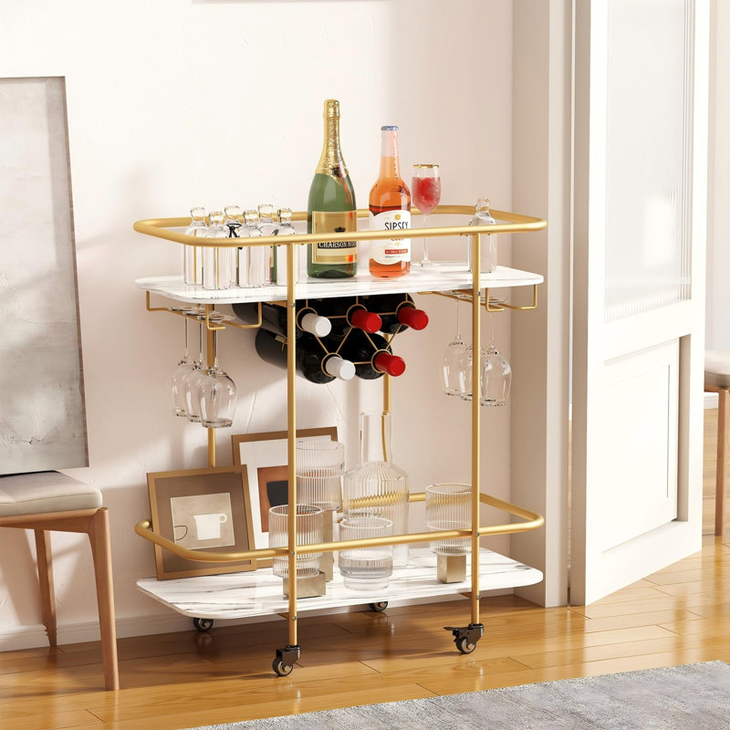 Steel Bar Cart, Gold