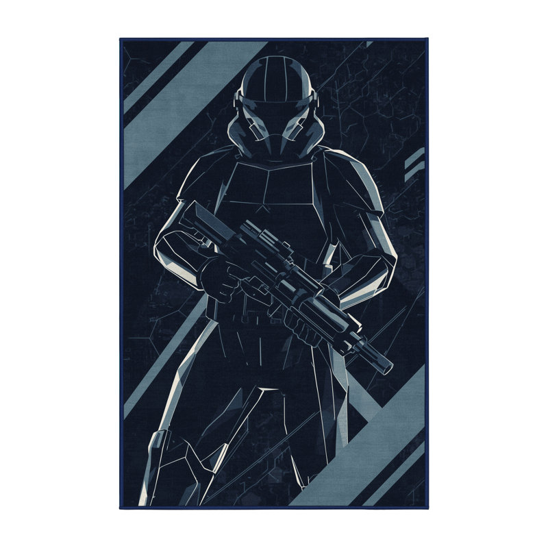 Tapis géométrique moderne gris et lavable à la machine Warmley Plasma Cannon Trooper, 5 x 8