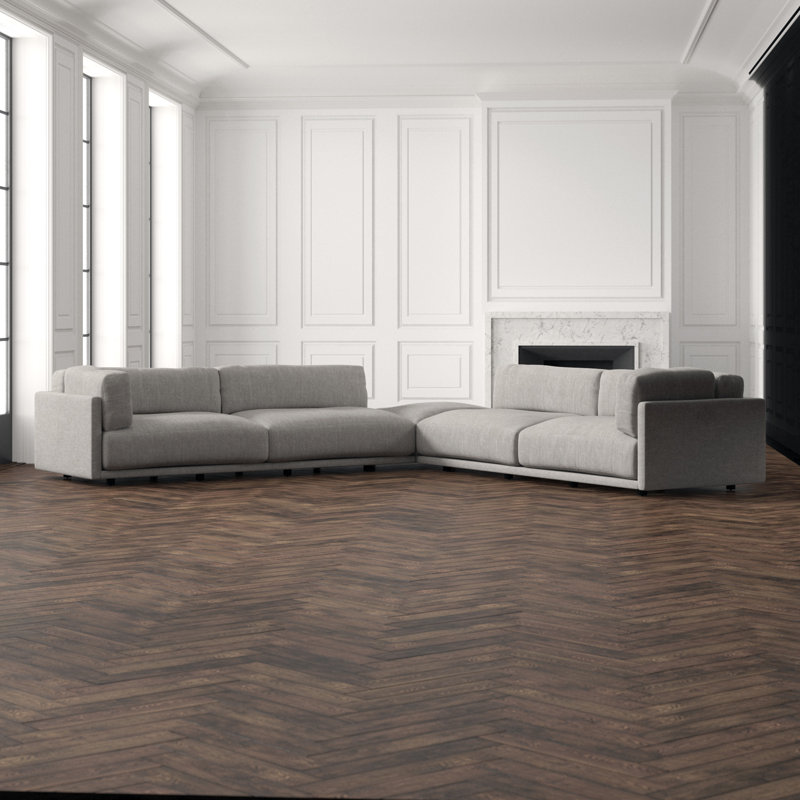 Sunday Sectional with Ottoman, Agnew Gray Textured Basketweave