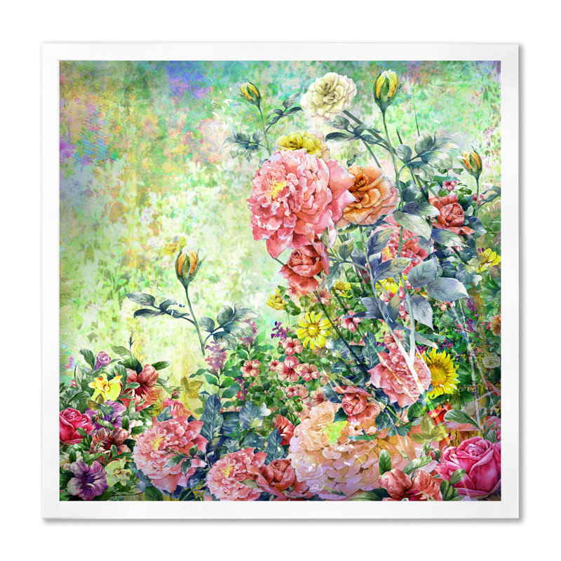 «Modern Modern Pink And Green Summer Garden III», reproduction d'art sur toile, H 36 po x l 36 po x P 1,5 po