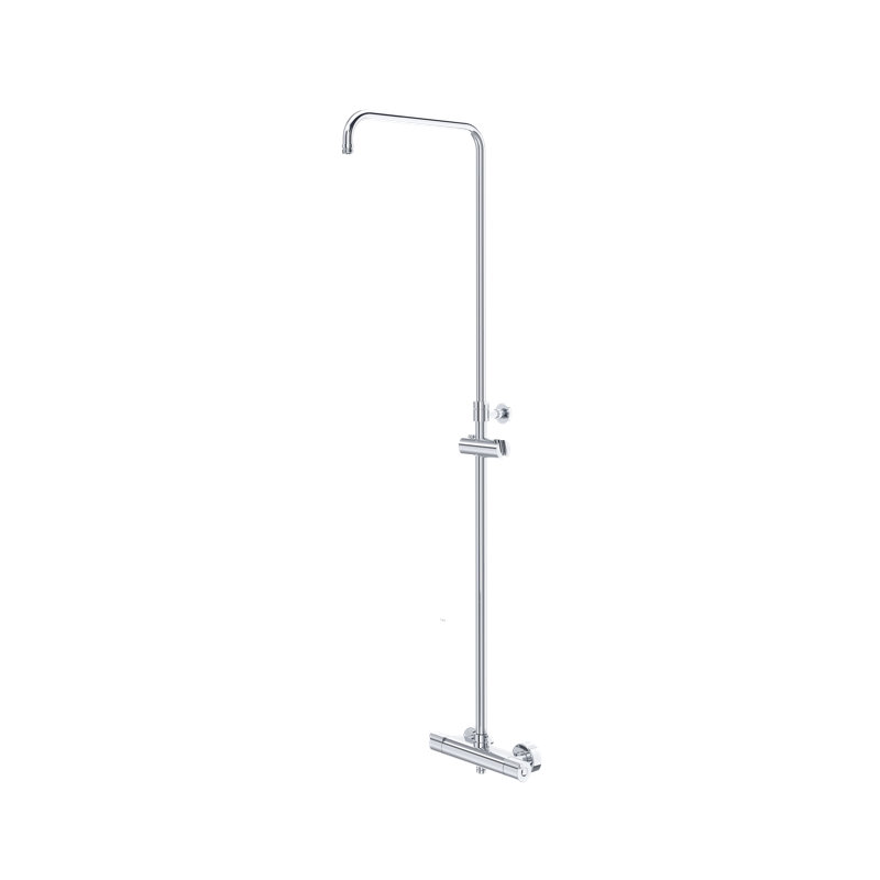Exposed Wall Mount Thermostatic Shower With Diverter, Polished Chrome