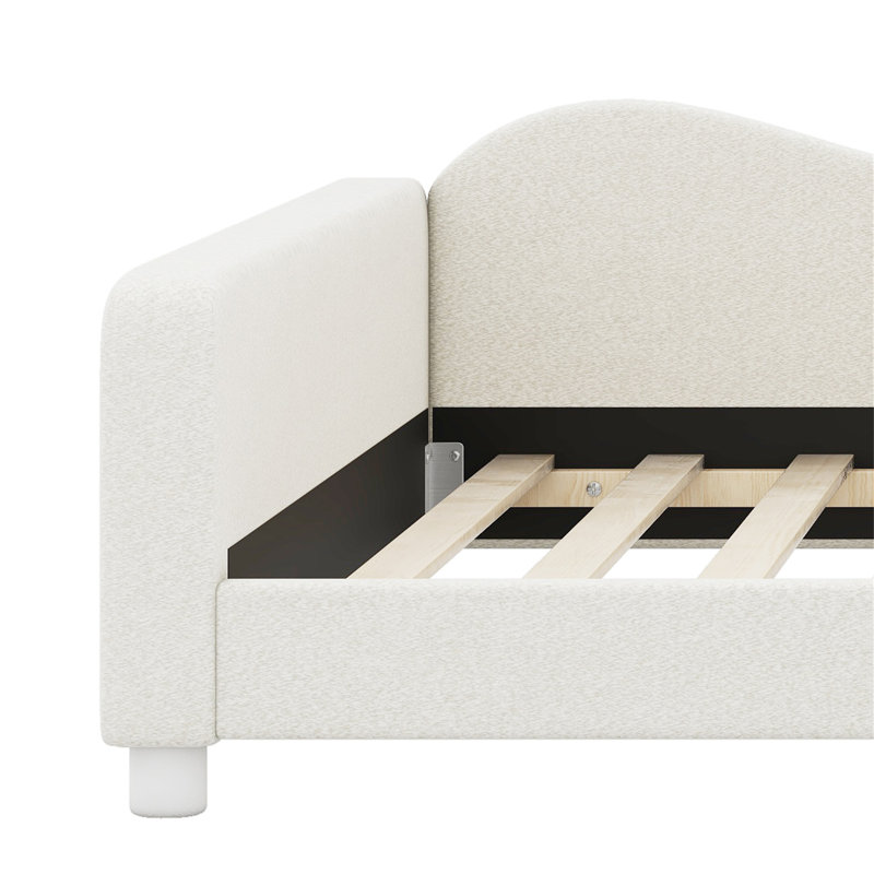 Upholstered Daybed With Cloud-Shaped Backrest, Twin, White