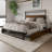 Full Metal Platform Bed With Storage In Brown-1699440184-1699440187
