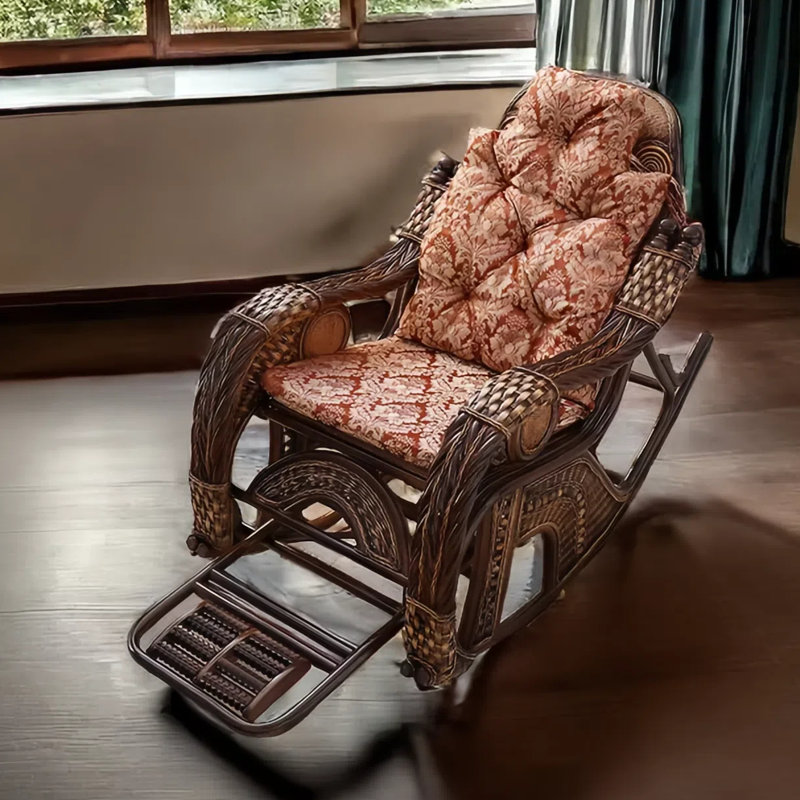 Chaise berçante en rotin naturel naturel