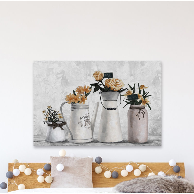 Classy Flowers - Wrapped Canvas Painting, 45cm H x 66cm W x 2cm D