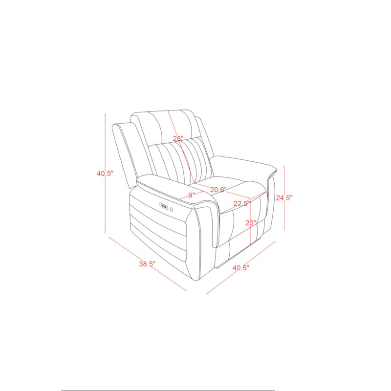 Fauteuil inclinable électrique gris anthracite avec éclairage DEL et accoudoirs coussinés pour un confort ultime et un style moderne