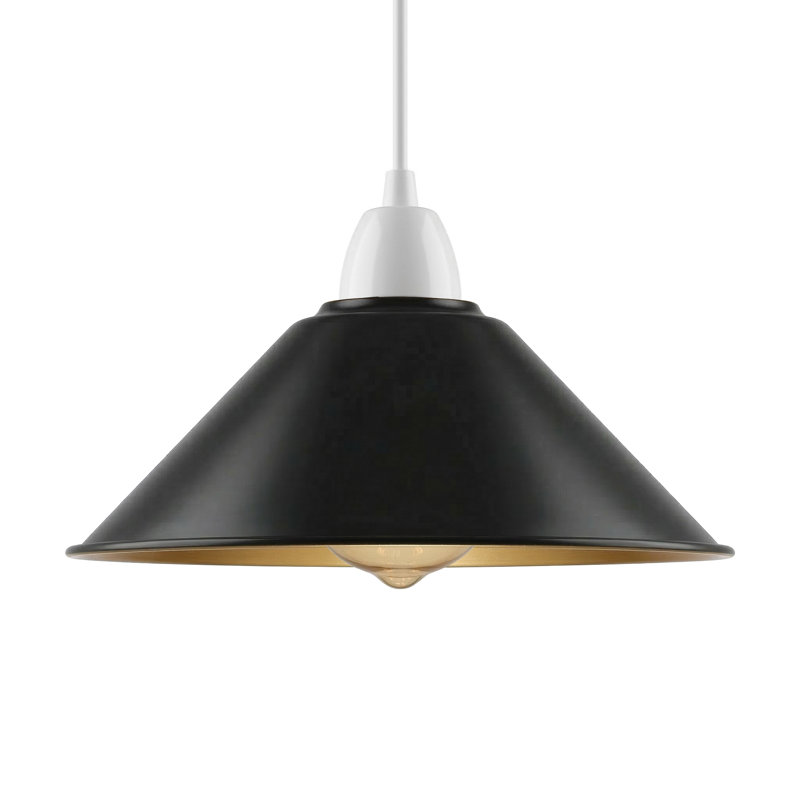 10cm H Metal Cone Lamp Shade, Black/Gold