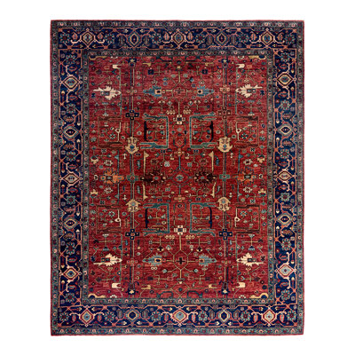 One-of-a-Kind Rectangle 8'1" X 9'11" Wool Area Rug Red/Navy/Teal/Brown