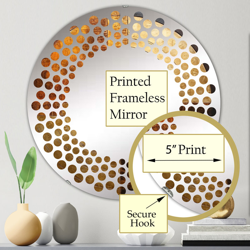 Circle Mirror, 24" H x 24" W, Brown/Yellow