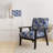 Cobalt Blue Scrollwork Swirls Victorian Pattern II - Upholstered Floral Accent Chair-1244381028