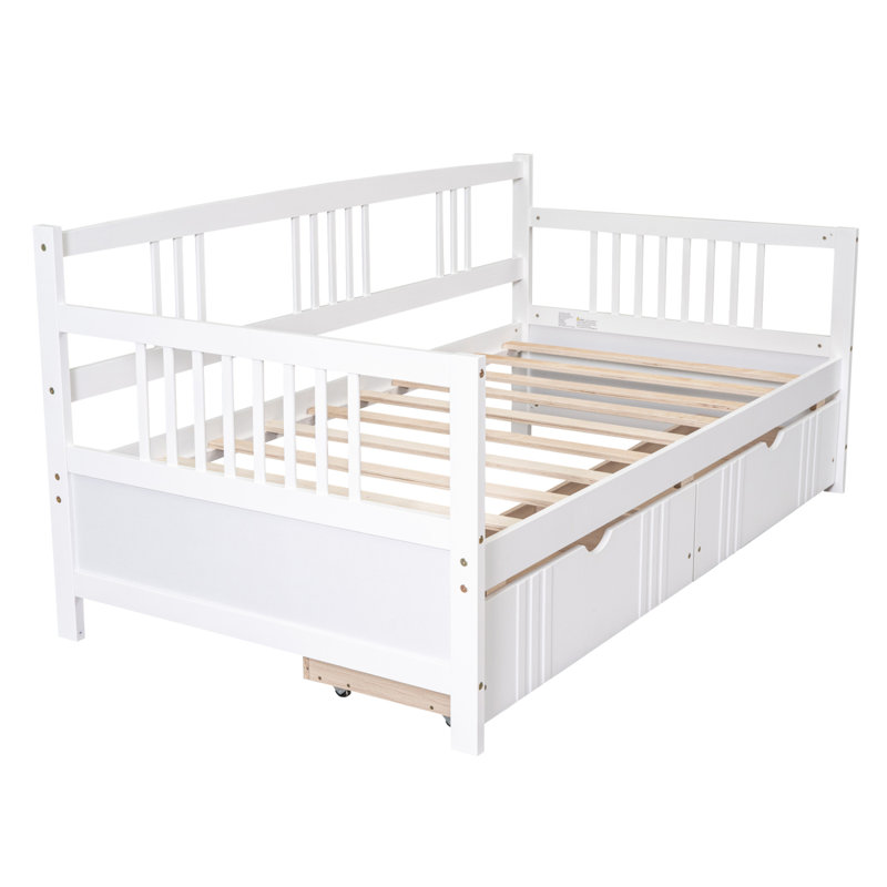 Daybed Wood Bed With Two Drawers, Twin, White