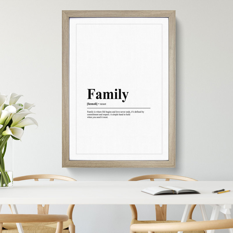 Dictionary Family - Picture Frame Typography, 90cm H x 65cm W x 2cm D, Oak
