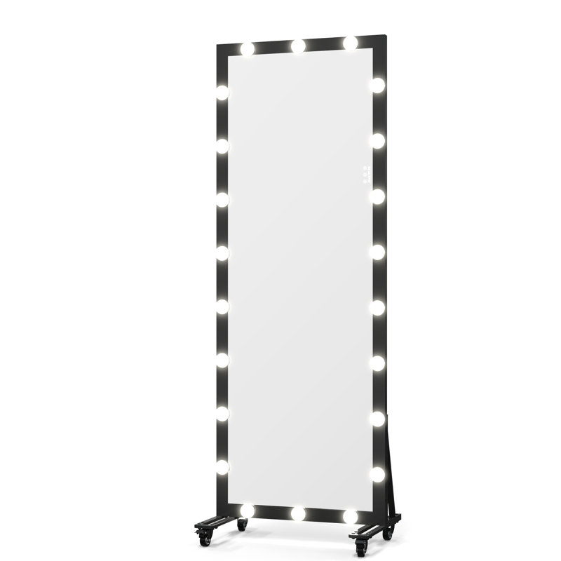 Full Body Mirror With 3 Color Modes And Brightness, 63X24x1inch, Two Installation Methods, Black, For Bathroom Entrance Hall Vanity Brightness Levels, Colors, Standing Or Wall - Hung, Black