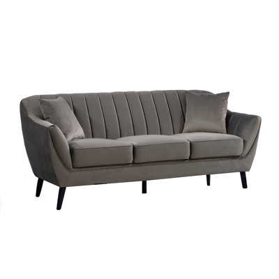 Canapé avec 2 coussins, velours gris anthracite