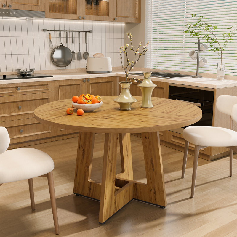 Table de salle à manger en bois 47 po pour 4 à 6 personnes, Marron clair