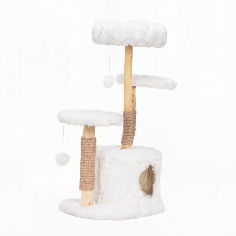 Arbre à chat moderne, tour de chat à branche naturelle, condo pour chat de luxe