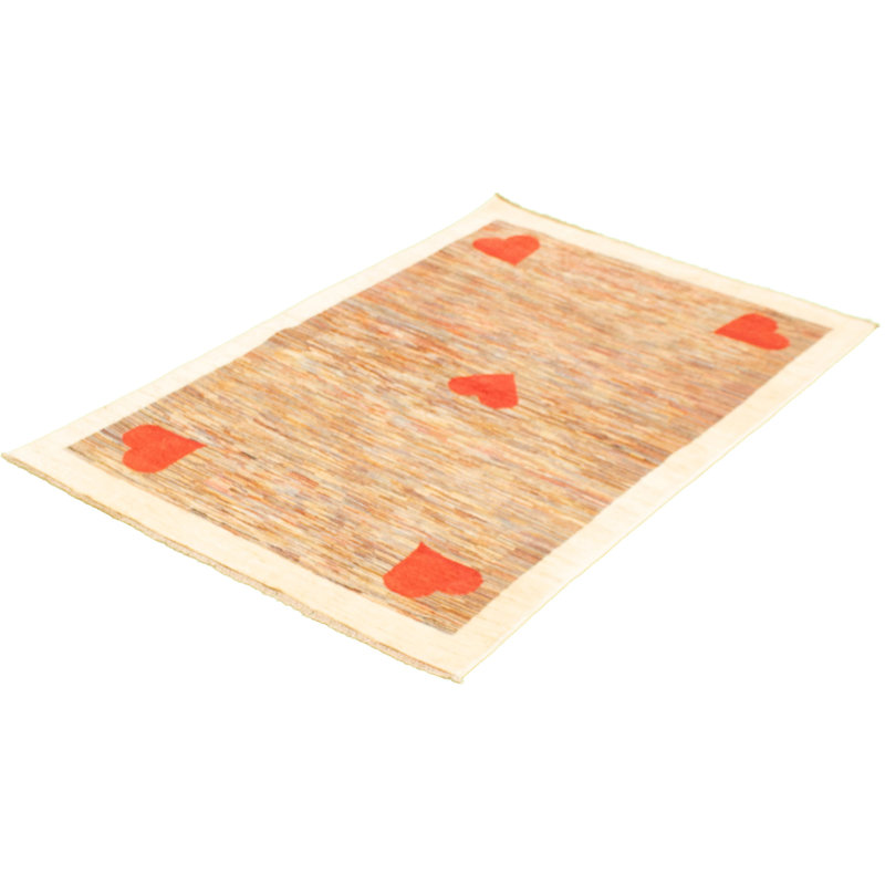 Tapis décoratif en laine de conception unique 4 pi 5 po x 6 pi 8 po Deshanique noué à la main New Age
