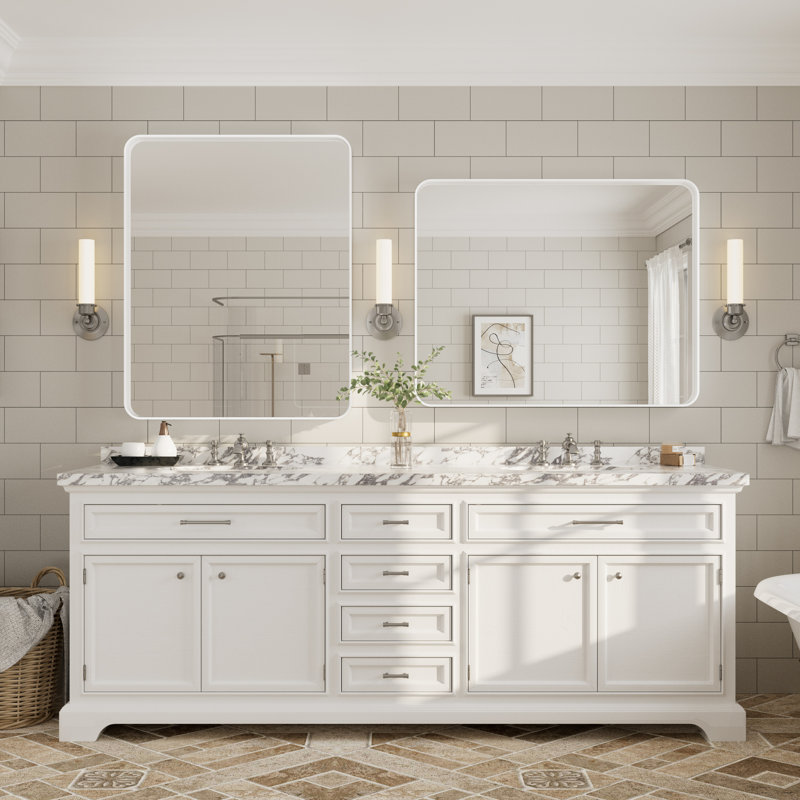 Miroir mural Aevar, 40 po x 32 po, Blanc mat