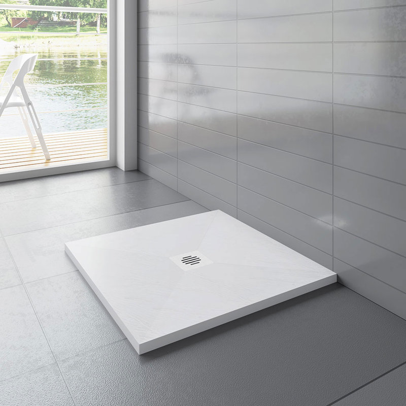 Kionte W 30mm D Square Shower Tray, 76cm H x 76cm W x 3cm D