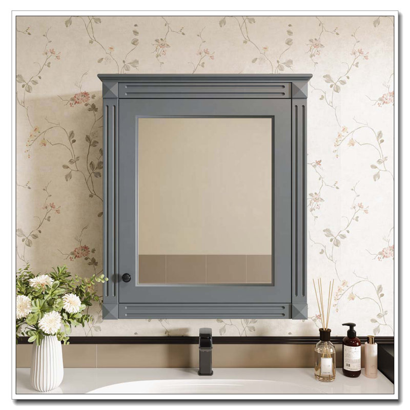24" x 27" Wall Mounted Bathroom Medicine Cabinet, Gray