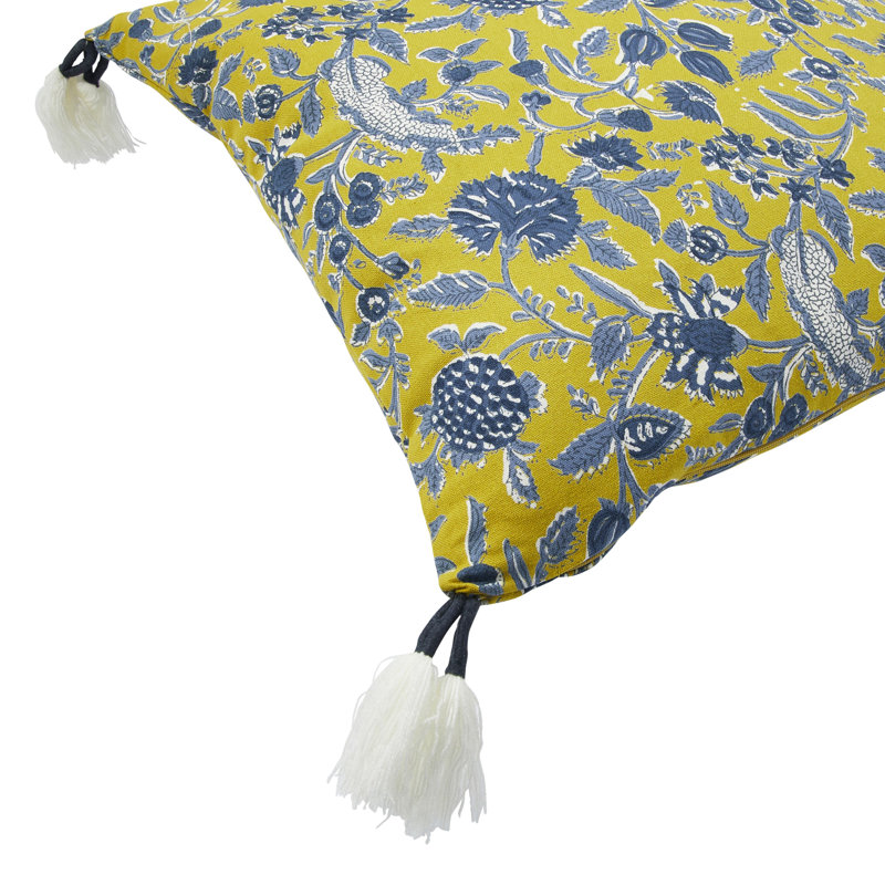Floral Cotton Reversible Throw Pillow