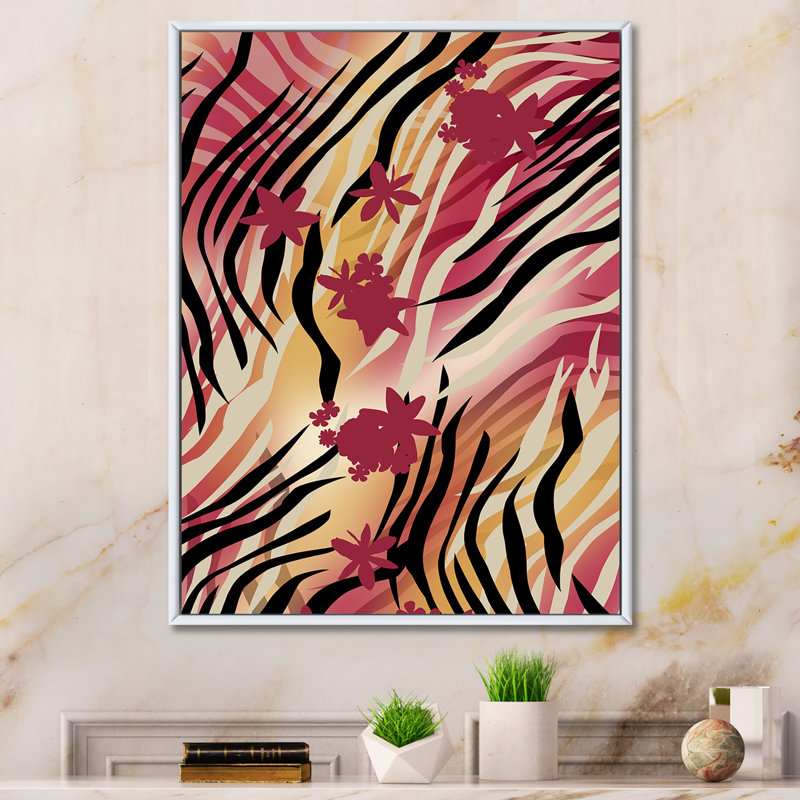 Peau de zèbre III - peinture, H 12 po x l 8 po x P 1 po, Toile à cadre flottant blanc