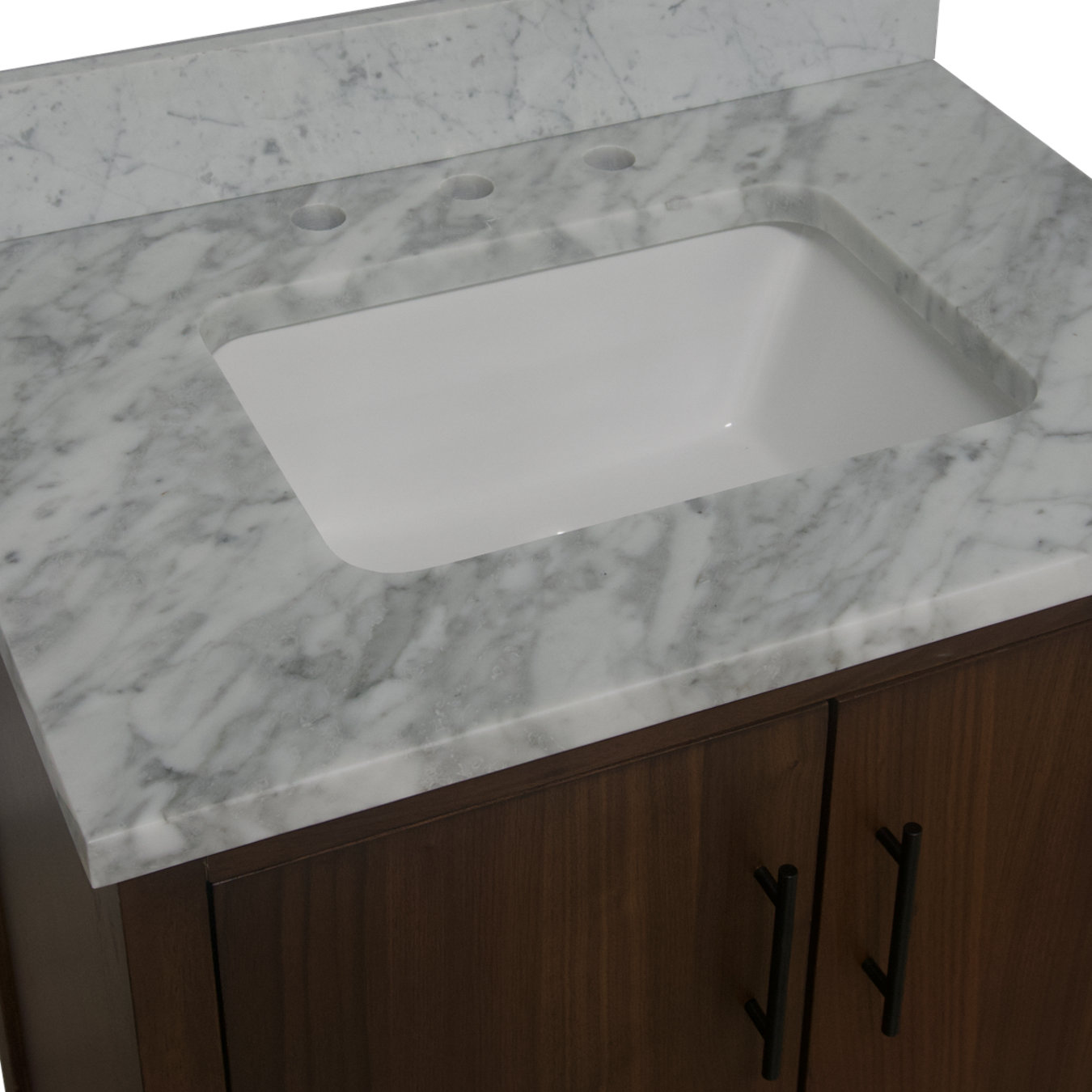 Kiara 30'' Single Bathroom Vanity, Carrara Marble, Walnut Veneer