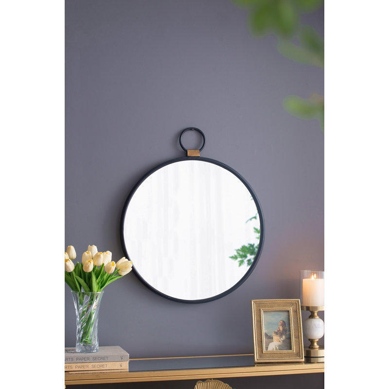 Miroir de 24 po x 27 po à cadre noir - pièce décorative contemporaine pour le salon, la chambre à coucher, le vestibule, le vestibule, rehausse la pièce avec un mur d'entrée naturel réfléchissant de conception minimaliste moderne, réfléchit pour illuminer