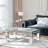 Amla 16"H Modern Glass Coffee Table Mirrored Diamonds Inlay