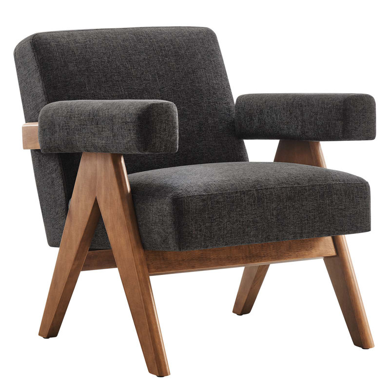 Lyra Fabric Armchair in Dark Gray Fabric, Dark Gray 100% Polyester