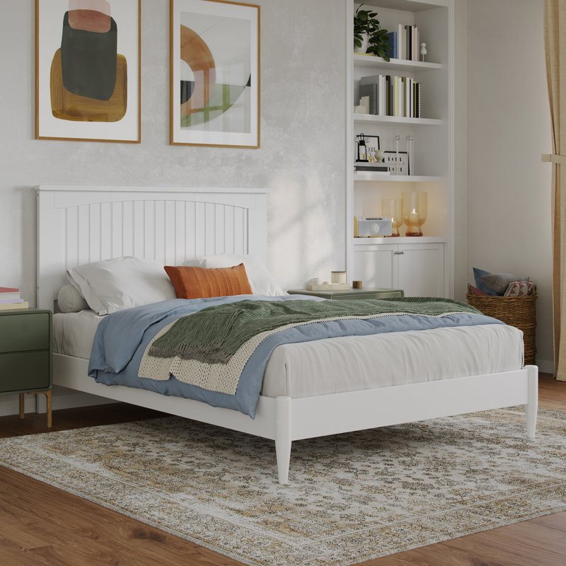  Lit plateforme Amandalee, Blanc, Double