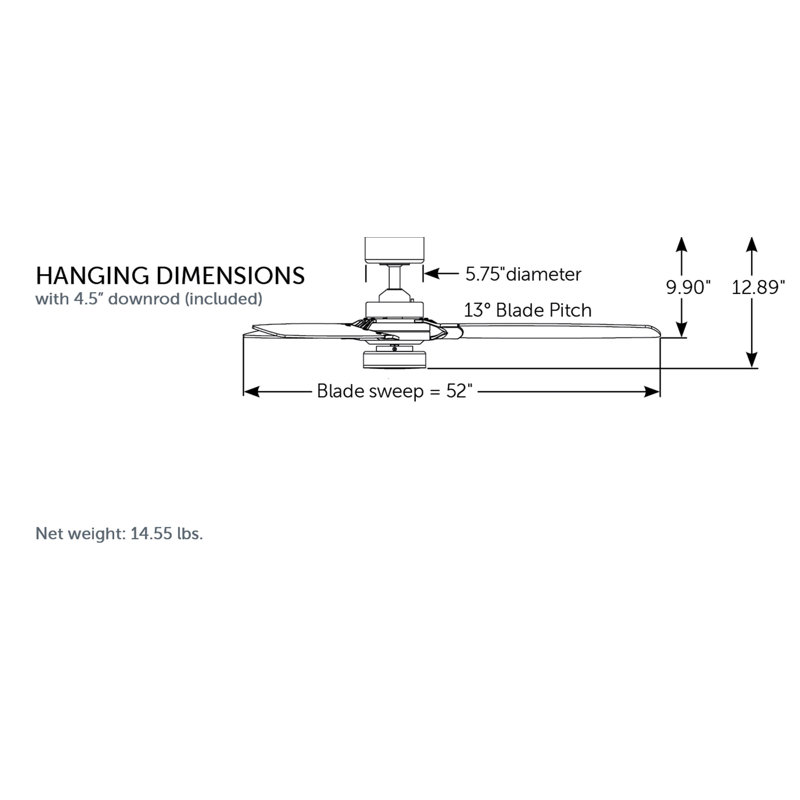 Amped 52 inch Indoor Ceiling Fan with LED Light Kit - Brushed Nickel with Brushed Nickel blades, Brushed Nickel