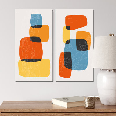 " Minimal 20S Bauhaus Geometric XIII " 2 - Pieces